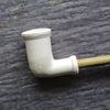 Plain White Stoneware Pipe- Natural Reed Stem