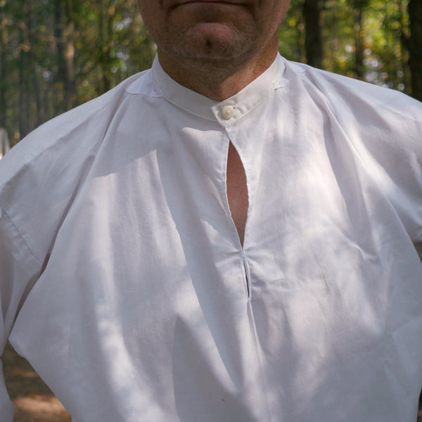 Banded Collar Shirt in Cotton Banded Collar Shirt in Cotton
