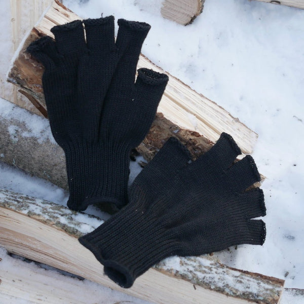 Black Wool Fingerless Gloves – Townsends