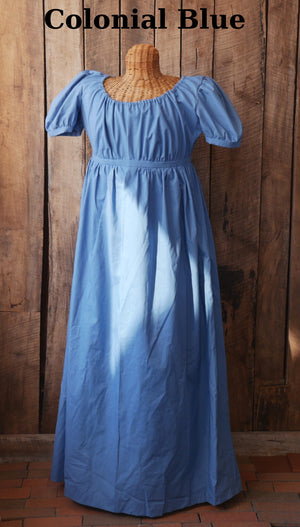 19th Century Empire Dress in Solid Cotton
