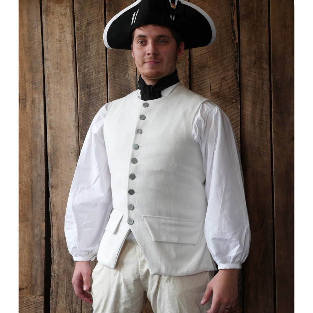 White Heavy Cotton Waistcoat - 1770's Style