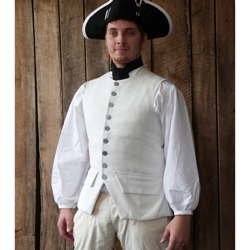 White Heavy Cotton Waistcoat - 1770's Style Townsends White Heavy Cotton Waistcoat - 1770's Style Townsends