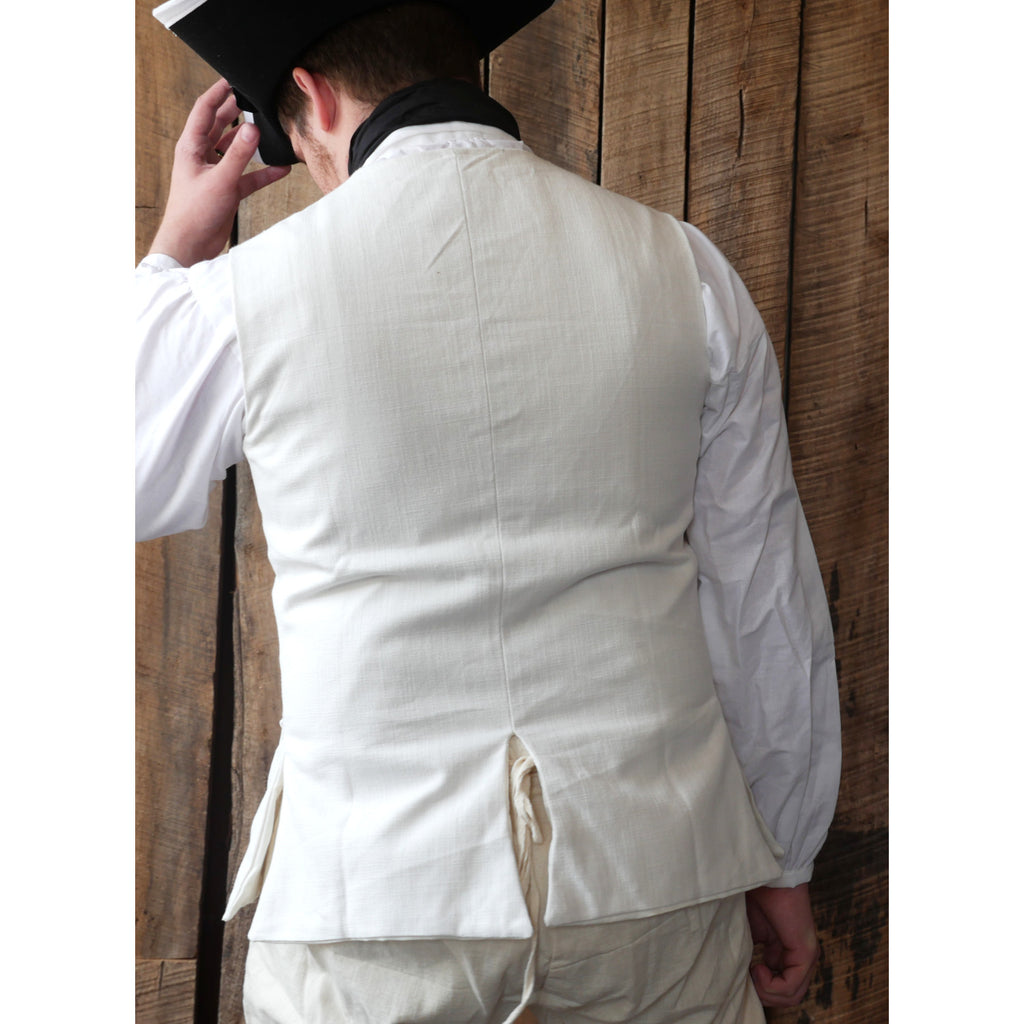 White Heavy Cotton Waistcoat - 1770's Style