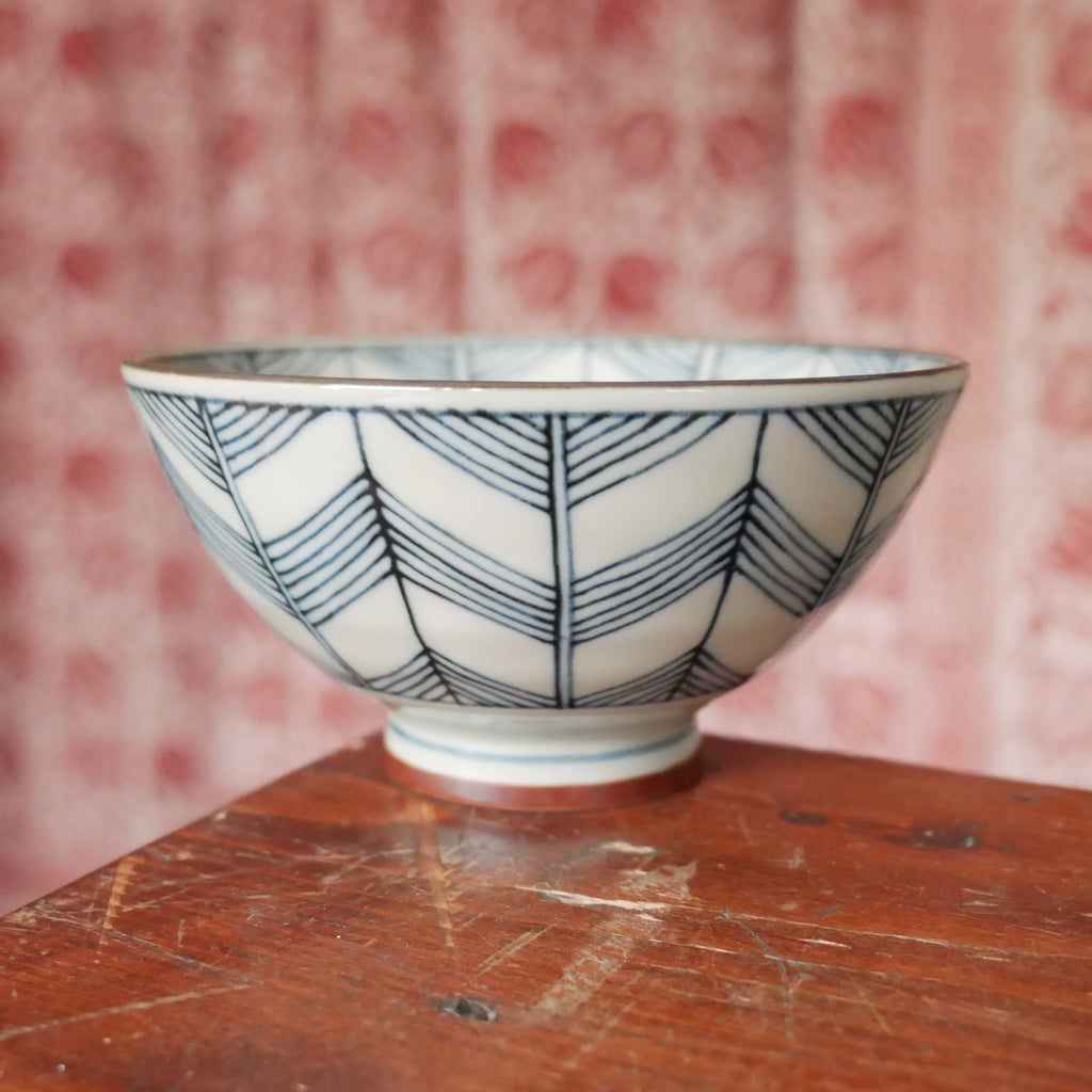 4-1/2" Striped Porcelain Bowl