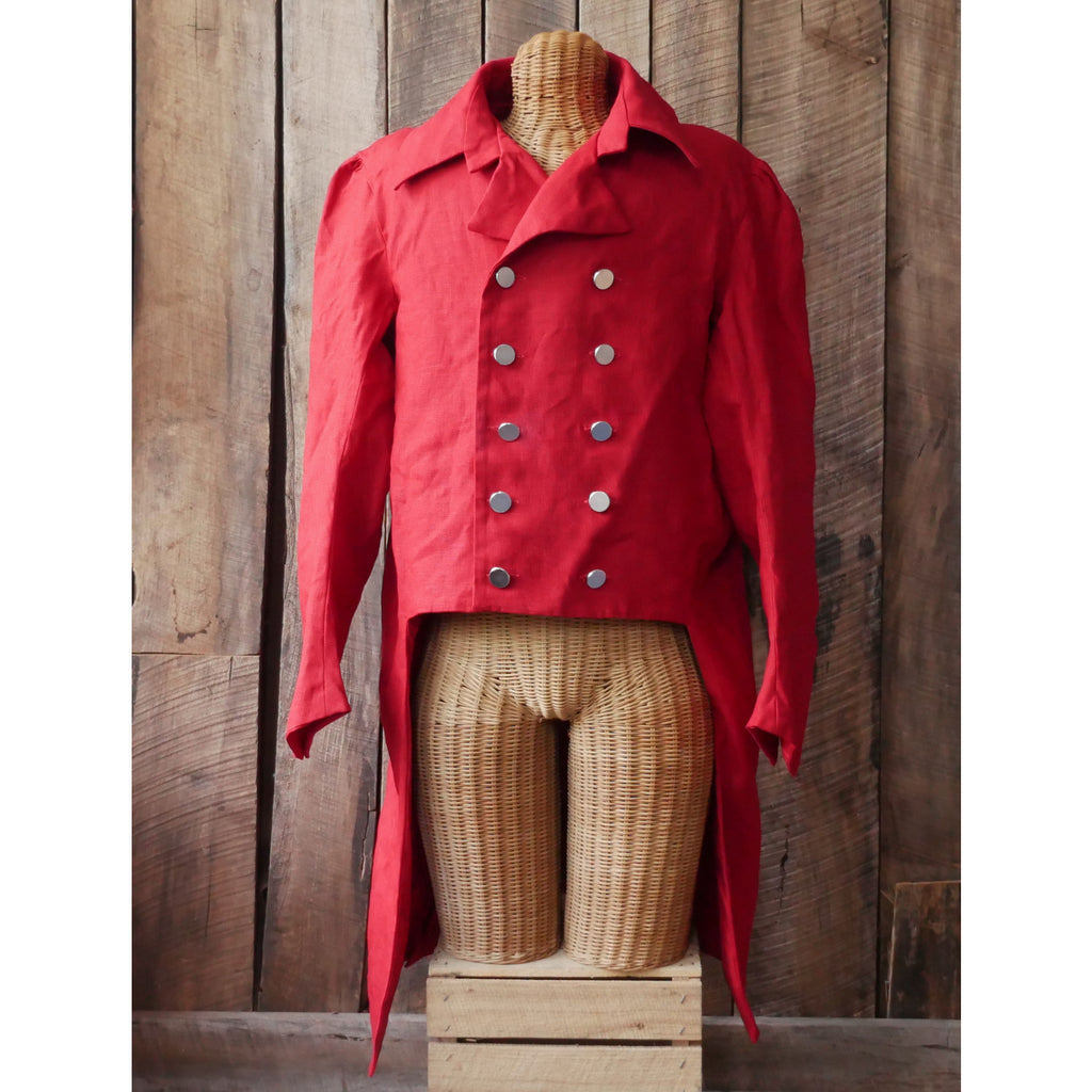 Crimson Red Linen Coat in size 48 - Second