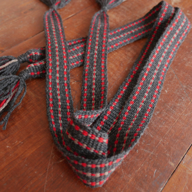 Hand Woven Garters in Gray and Red - Special Deal