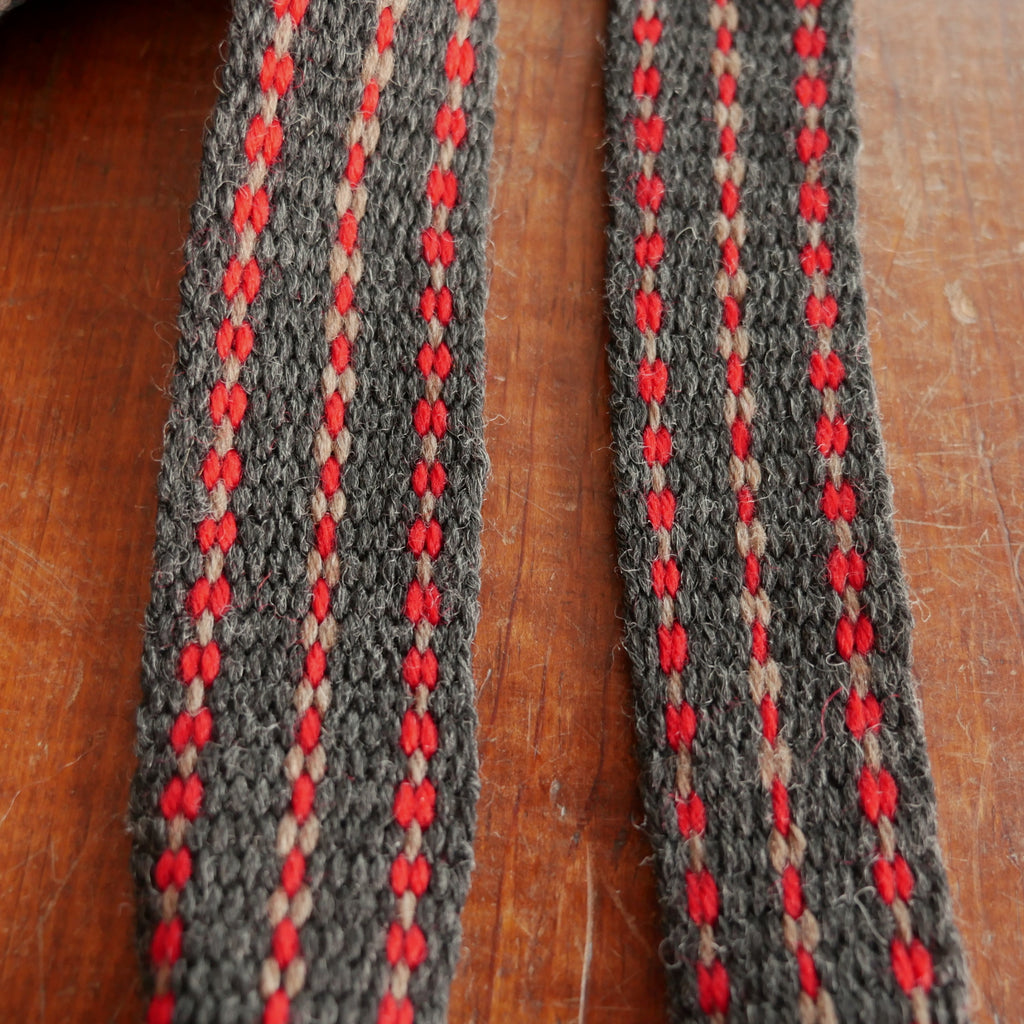 Hand Woven Garters in Gray and Red - Special Deal