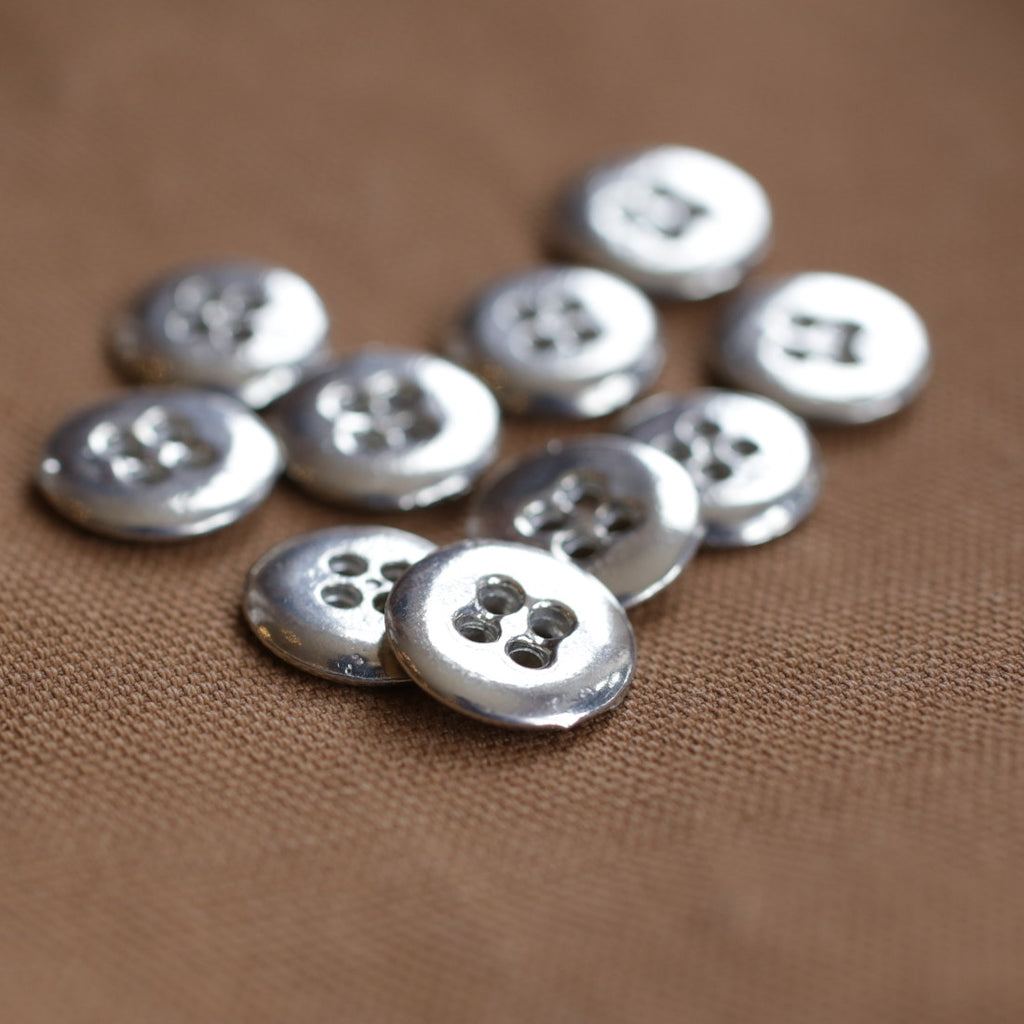 4 Hole Pewter Buttons Pkg of 10