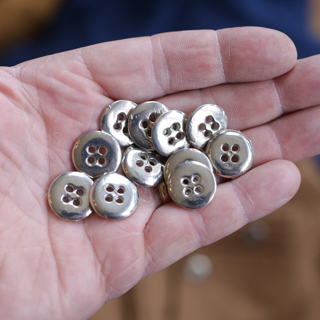 4 Hole Pewter Buttons Pkg of 10