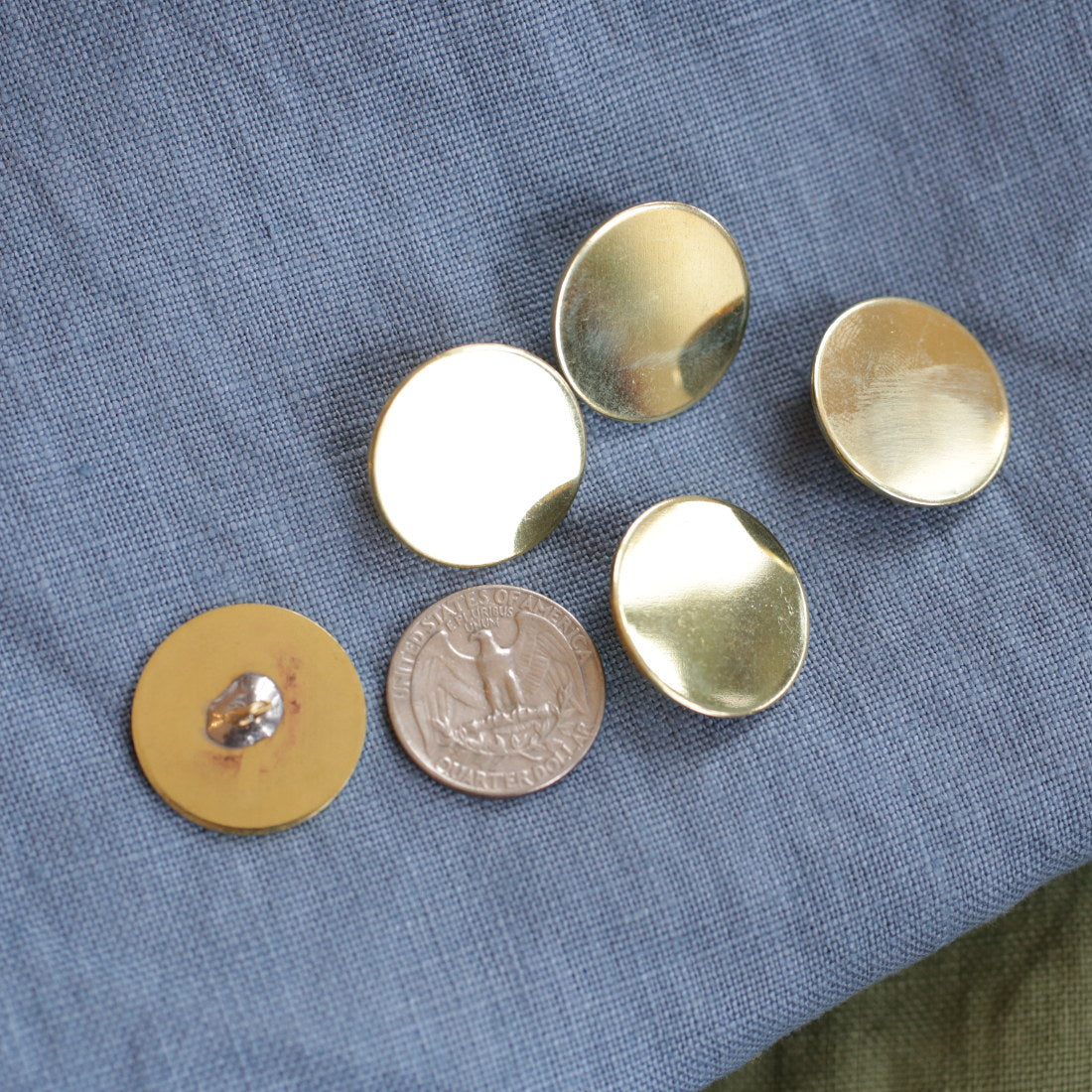 Flat Brass Buttons Large 5 Pack