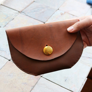 Leather Belt Bag with Brass Button