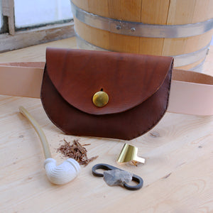 Leather Belt Bag with Brass Button