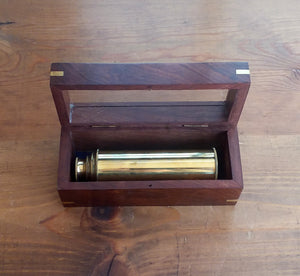 Brass Telescope in a Wooden Box