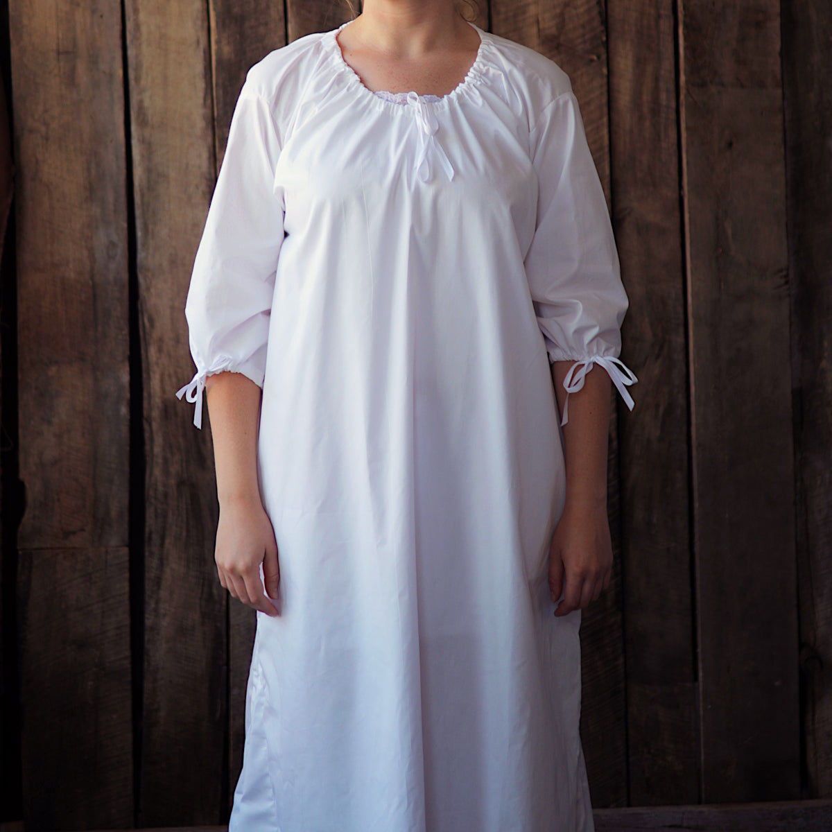 White cotton chemise nightgown on sale