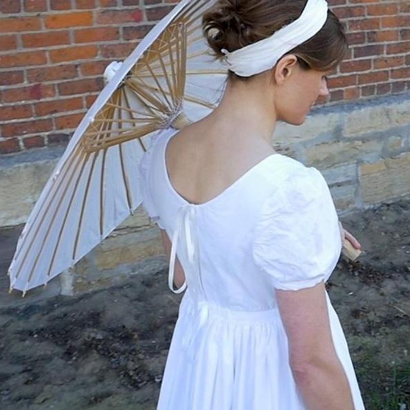 19th Century Empire Dress in Solid Cotton 19th Century Empire Dress in Solid Cotton