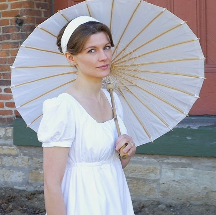 19th Century Empire Dress in Solid Cotton 19th Century Empire Dress in Solid Cotton