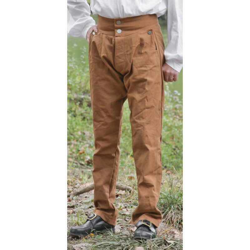 Fly Front Trousers in Colored Canvas