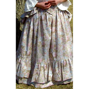 Flounced Drawstring Cotton Skirt - Printed