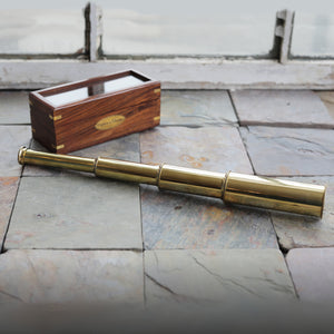 Brass Telescope in a Wooden Box