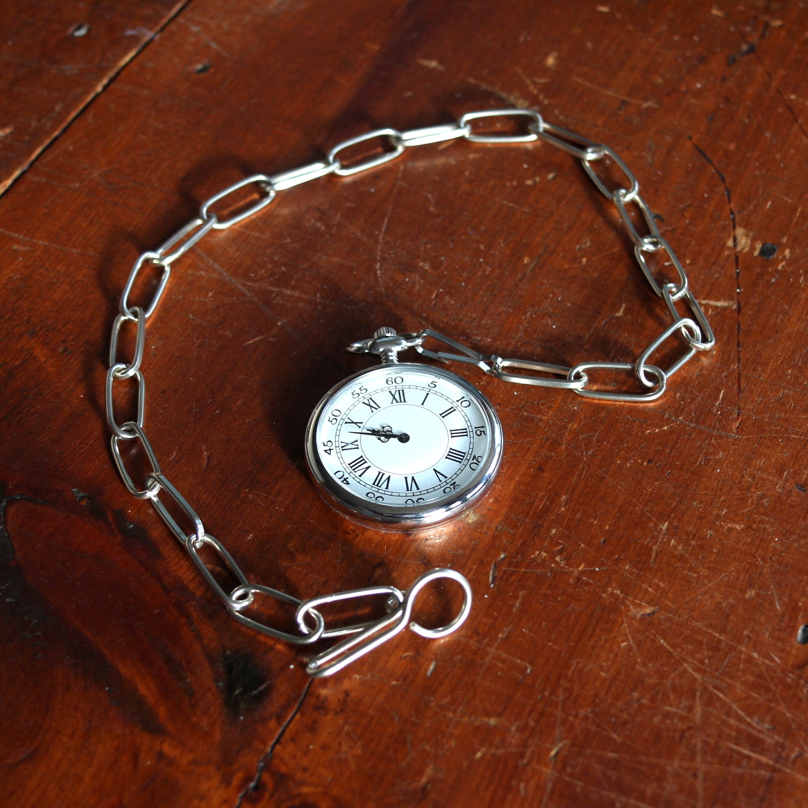 Silver pocket watch with chain online