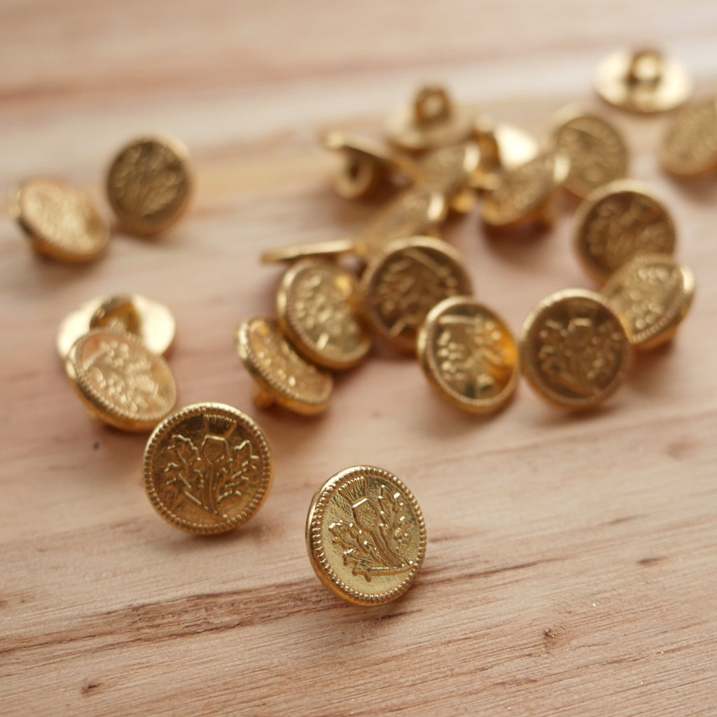 Gold-Plated 5/8 Thistle Buttons